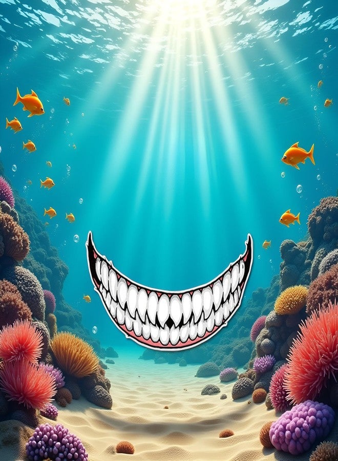 Zhuluck Helmet Decorative Decals - Smile Stickers Teeth Car Stickers - Helmet DIY Decorate Car Decals - Motorcycle Self Adhesive Shark Teeth Bumper - Image 3